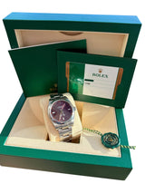 Rolex Oyster Perpetual 39mm Purple Grape Dial Steel Automatic Men's Watch 114300