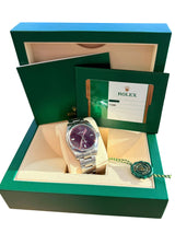 Rolex Oyster Perpetual 39mm Purple Grape Dial Steel Automatic Men's Watch 114300