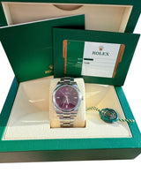 Rolex Oyster Perpetual 39mm Purple Grape Dial Steel Automatic Men's Watch 114300