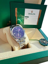 Rolex Oyster Perpetual 39mm Purple Grape Dial Steel Automatic Men's Watch 114300