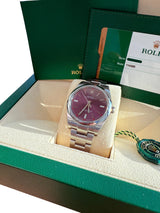 Rolex Oyster Perpetual 39mm Purple Grape Dial Steel Automatic Men's Watch 114300