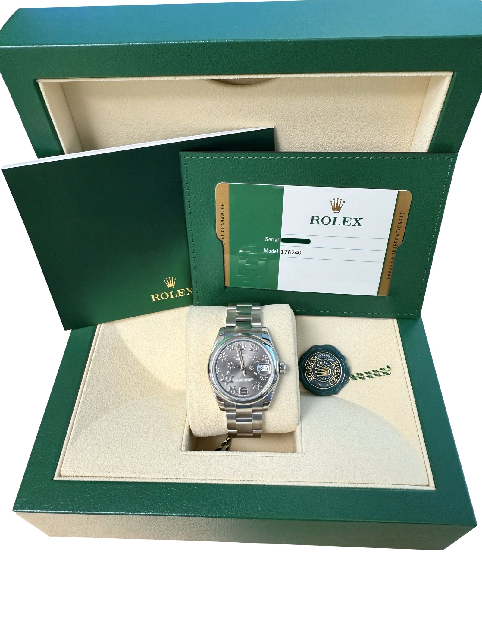 Rolex Datejust Midsize 31mm Grey Floral Motif Dial Oyster Steel