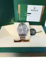 Rolex Datejust Midsize 31mm Grey Floral Motif Dial Oyster Steel Watch 178240