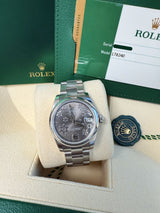 Rolex Datejust Midsize 31mm Grey Floral Motif Dial Oyster Steel Watch 178240