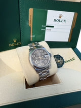 Rolex Datejust Midsize 31mm Grey Floral Motif Dial Oyster Steel Watch 178240