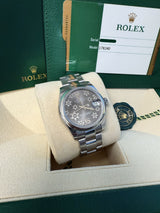 Rolex Datejust Midsize 31mm Grey Floral Motif Dial Oyster Steel Watch 178240