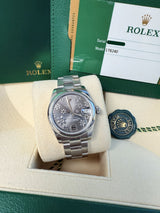 Rolex Datejust Midsize 31mm Grey Floral Motif Dial Oyster Steel Watch 178240