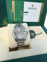Rolex Datejust Midsize 31mm Grey Floral Motif Dial Oyster Steel Watch 178240