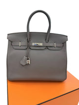 Hermes Birkin 35 Bag Etain Veau Togo Leather with Palladium Hardware Handbag