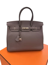 Hermes Birkin 35 Bag Etain Veau Togo Leather with Palladium Hardware Handbag