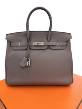 Hermes Birkin 35 Bag Etain Veau Togo Leather with Palladium Hardware Handbag