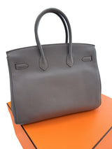 Hermes Birkin 35 Bag Etain Veau Togo Leather with Palladium Hardware Handbag