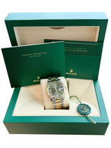 Rolex Datejust 36mm Olive Green Diamond Dial Gold Steel Oyster Watch 126233