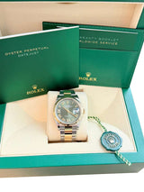 Rolex Datejust 36mm Olive Green Diamond Dial Gold Steel Oyster Watch 126233