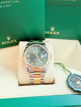 Rolex Datejust 36mm Olive Green Diamond Dial Gold Steel Oyster Watch 126233