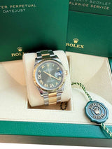 Rolex Datejust 36mm Olive Green Diamond Dial Gold Steel Oyster Watch 126233