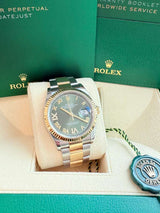 Rolex Datejust 36mm Olive Green Diamond Dial Gold Steel Oyster Watch 126233