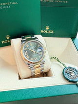 Rolex Datejust 36mm Olive Green Diamond Dial Gold Steel Oyster Watch 126233