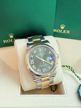 Rolex Datejust 36mm Olive Green Diamond Dial Gold Steel Oyster Watch 126233