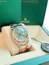 Rolex Datejust 36mm Olive Green Diamond Dial Gold Steel Oyster Watch 126233