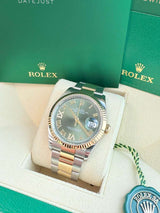 Rolex Datejust 36mm Olive Green Diamond Dial Gold Steel Oyster Watch 126233