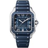 Cartier Santos De Cartier Large Model Blue Striated Dial Steel Watch WSSA0048
