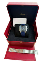 Cartier Santos De Cartier Large Model Blue Striated Dial Steel Watch WSSA0048