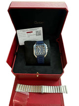 Cartier Santos De Cartier Large Model Blue Striated Dial Steel Watch WSSA0048