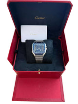 Cartier Santos De Cartier Large Model Blue Striated Dial Steel Watch WSSA0048