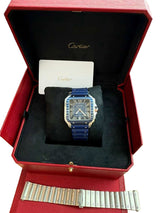 Cartier Santos De Cartier Large Model Blue Striated Dial Steel Watch WSSA0048