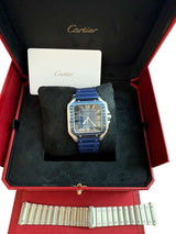 Cartier Santos De Cartier Large Model Blue Striated Dial Steel Watch WSSA0048