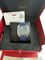 Cartier Santos De Cartier Large Model Blue Striated Dial Steel Watch WSSA0048