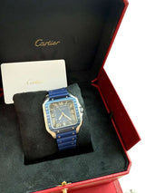 Cartier Santos De Cartier Large Model Blue Striated Dial Steel Watch WSSA0048