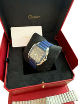 Cartier Santos De Cartier Large Model Blue Striated Dial Steel Watch WSSA0048
