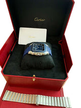 Cartier Santos De Cartier Large Model Blue Striated Dial Steel Watch WSSA0048