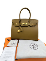 Hermes Birkin 30 Sellier Bronze Dore Veau Madame Leather With Gold Hardware