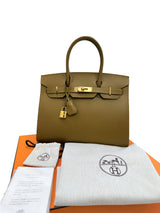 Hermes Birkin 30 Sellier Bronze Dore Veau Madame Leather With Gold Hardware