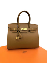 Hermes Birkin 30 Sellier Bronze Dore Veau Madame Leather With Gold Hardware