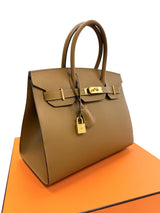 Hermes Birkin 30 Sellier Bronze Dore Veau Madame Leather With Gold Hardware