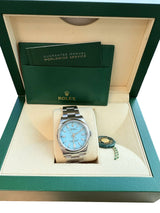 Rolex Oyster Perpetual 36mm Tiffany Turquoise Blue Dial Steel Men's Watch 126000