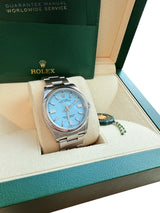 Rolex Oyster Perpetual 36mm Tiffany Turquoise Blue Dial Steel Men's Watch 126000