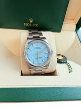 Rolex Oyster Perpetual 36mm Tiffany Turquoise Blue Dial Steel Men's Watch 126000