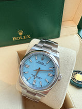 Rolex Oyster Perpetual 36mm Tiffany Turquoise Blue Dial Steel Men's Watch 126000