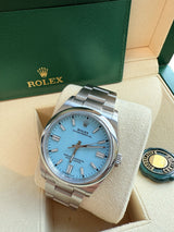 Rolex Oyster Perpetual 36mm Tiffany Turquoise Blue Dial Steel Men's Watch 126000