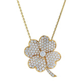 Van Cleef & Arpels Cosmos Diamond Estate Clover Pin/Pendant 18k Gold Necklace