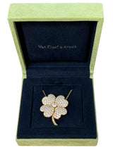 Van Cleef & Arpels Cosmos Diamond Estate Clover Pin/Pendant 18k Gold Necklace