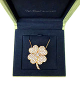 Van Cleef & Arpels Cosmos Diamond Estate Clover Pin/Pendant 18k Gold Necklace