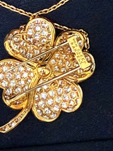 Van Cleef & Arpels Cosmos Diamond Estate Clover Pin/Pendant 18k Gold Necklace