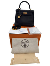 Hermes Kelly Retourne 25 Black Togo Leather With Gold Hardware Designer Handbag