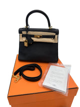 Hermes Kelly Retourne 25 Black Togo Leather With Gold Hardware Designer Handbag
